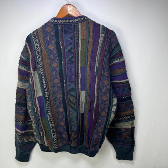 Vintage 90s Tosani Coogi Style 3D Knit Sweater Size Medium - Picture 2 of 12